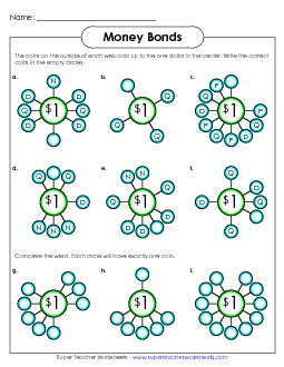 Dollar Money Bonds Counting Money Worksheet