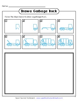 Draw a Garbage Truck Learning To Draw Worksheet