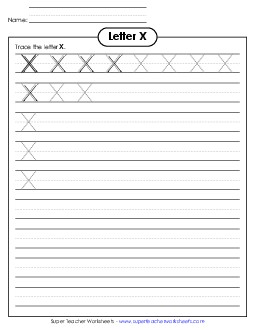 Uppercase X (Smaller Font Size) Alphabet Worksheet