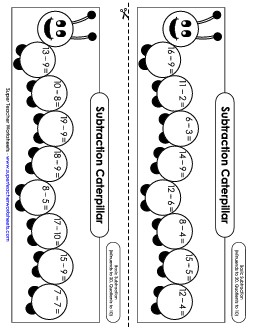 Caterpillar: Subtraction within 20 Worksheet