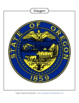 Oregon State Seal (Full-Color Version) States Individual Worksheet