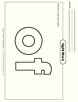 Paint or Color: Of Sight Words Individual Worksheet