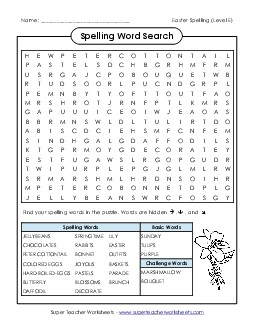 Word Search Puzzle Spelling E Worksheet