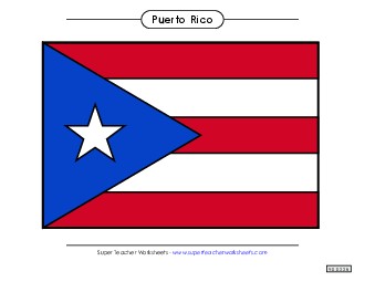 Puerto Rico Flag (Full Color) Worksheet