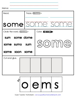 Worksheet 2: Some Sight Words Individual Worksheet