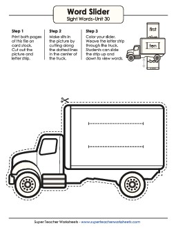 Word Slider (Unit 30) Sight Words Worksheet