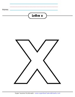 Outline - Lowercase x Alphabet Worksheet