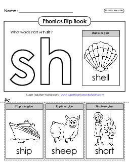 Phonics Flip Book (SH) Phonics Digraphs Worksheet