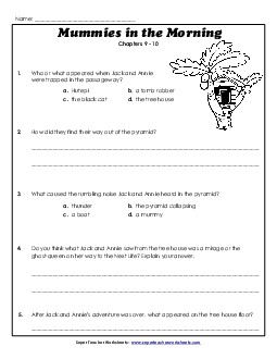 Questions for Chapters 9-10 Book Mummies In The Morning Worksheet