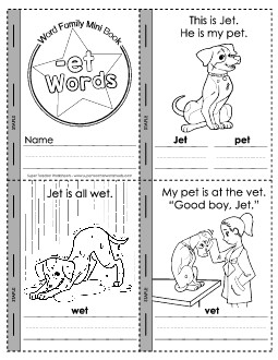 Mini-Book (-et) Word Families Worksheet