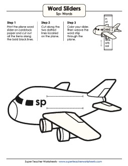 Word Slider (Sp- Words) Phonics Blends Worksheet