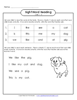 Cumulative Practice (Units 1 - 3) Sight Words Worksheet