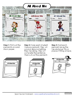 All About Me Pennant Backtoschool Worksheet