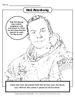 Neil Armstrong Coloring Page 2nd Grade Science Worksheet