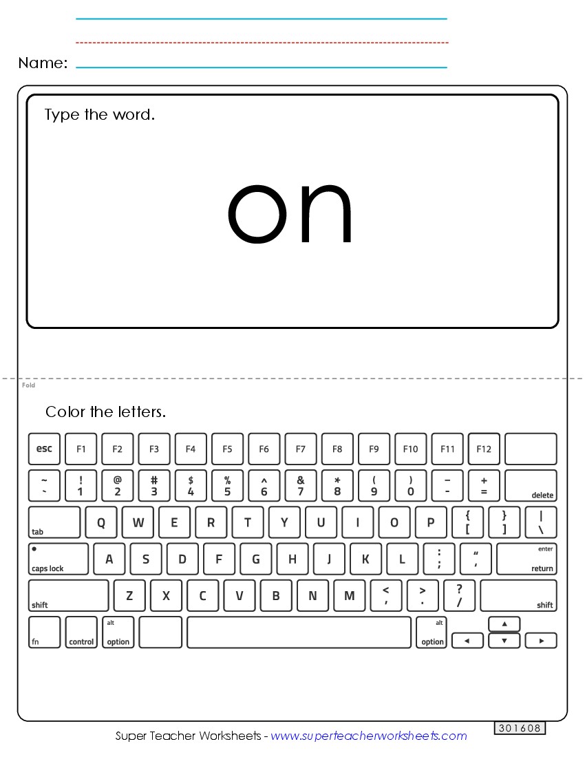 Type the Word: On Sight Words Individual Worksheet