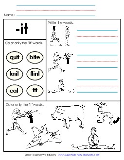 Worksheet 2 (-it Words) Word Families Worksheet