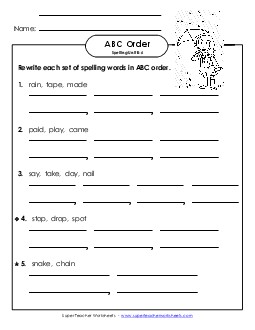 ABC Order - Word Sets (B-6) Spelling B Worksheet