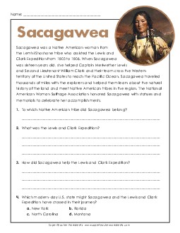 Sacagawea 4th Grade Reading Comprehension Reading Comp Short Worksheet