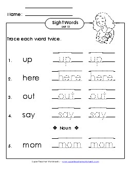 Trace Twice (Unit 10) Sight Words Worksheet