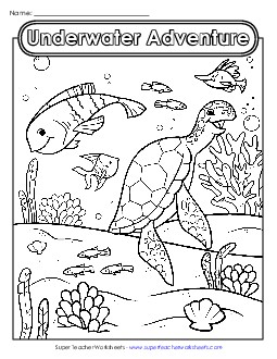 Underwater Adventure Coloring Pages Worksheet