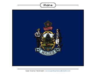 Maine State Flag (Full-Color Version) States Individual Worksheet