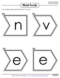 Word Puzzle: Even Sight Words Individual Worksheet