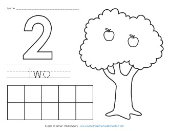 Apple Counting Mat: Two Worksheet