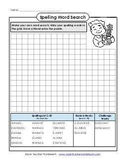 Make-a-Search (C-20) Spelling C Worksheet