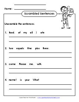 Scrambled Sentences (A-12) Spelling A Worksheet