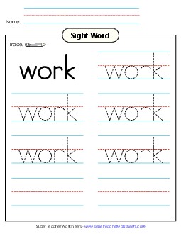 Trace the Word: Work Sight Words Individual Worksheet