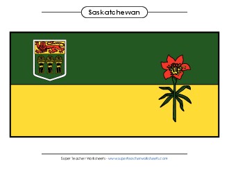 Saskatchewan Flag (Full Colour) Canada Worksheet