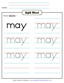 Trace the Word: May Sight Words Individual Worksheet