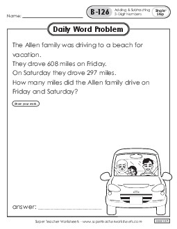 Daily Word Problems  B-126 through B-130 Worksheet