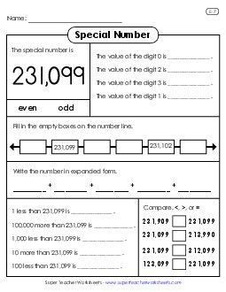 Special Number: 231,099 Worksheet