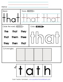 Worksheet 2: That Sight Words Individual Worksheet