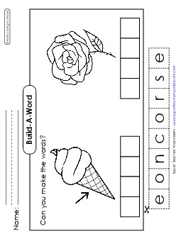 Build-a-Word: Cone & Rose Phonics Long Short O Worksheet