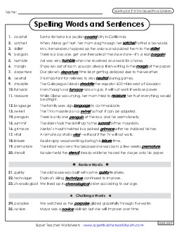 Spelling Sentences (F-8)  Spelling F Worksheet