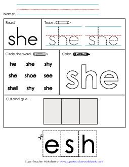 Worksheet 2: She Sight Words Individual Worksheet