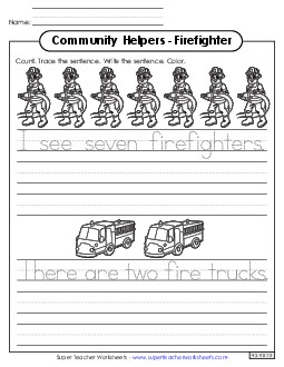 Trace and Write Community Helpers Worksheet