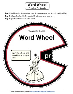 Word Wheel (Pr- Words) Phonics Blends Worksheet