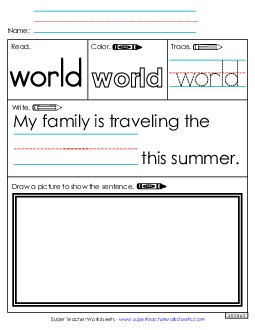 Worksheet 3: World Sight Words Individual Worksheet