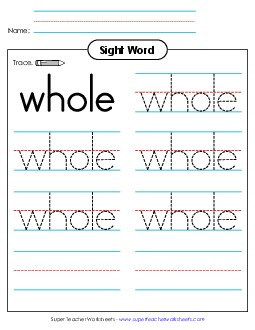 New Trace the Word: Whole Worksheet