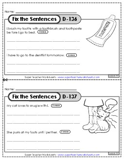 Fix the Sentences D-136 through D-140 Worksheet