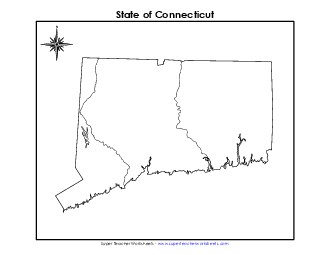 Blank Connecticut Map (No Bordering States) State Maps Worksheet