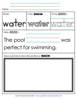 Worksheet 3: Water Sight Words Individual Worksheet