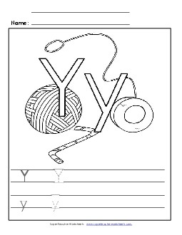 Letter Y - Color and Write Free Alphabet Worksheet