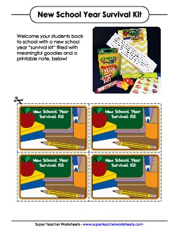 New School Year Survival Kit  Backtoschool Worksheet