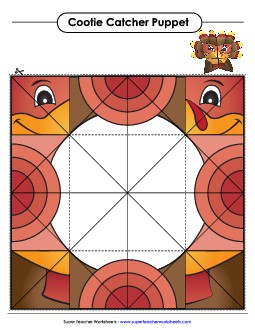 Turkey Cootie Catcher Thanksgiving Worksheet