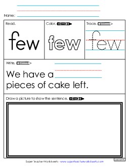 Worksheet 3: Few Sight Words Individual Worksheet