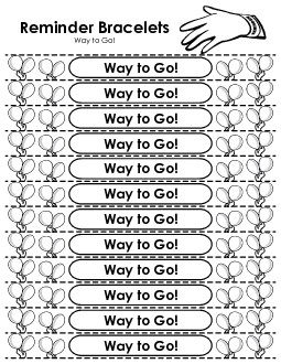 Award Wristbands - Way To Go! Reminder Wristbands Worksheet